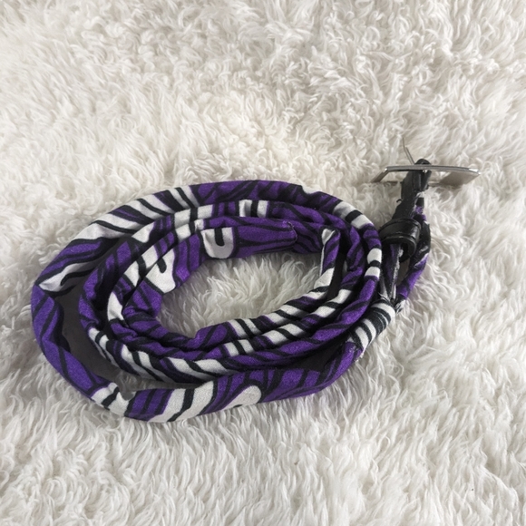 Upcycled Hand Crafted Matching Choker and Belt Set. Purple/White/Black. - Picture 8 of 11